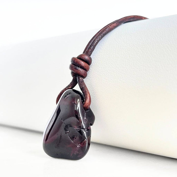 Natural Red Garnet Pendant Necklace OOAK - Passionate Elegance by Luck Strings.