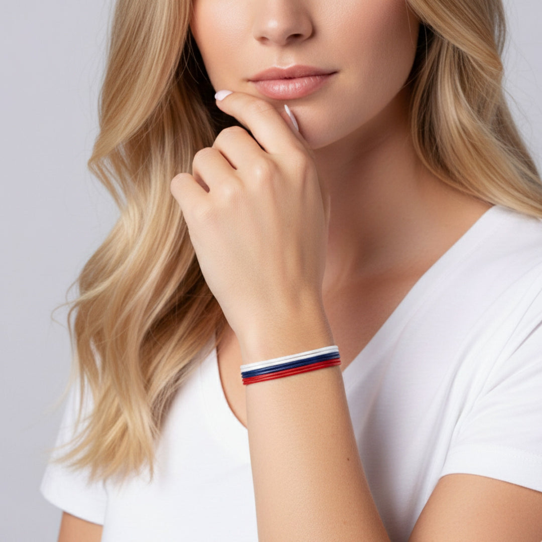 Wax Nylon Bracelet Trio Navy/Red/White