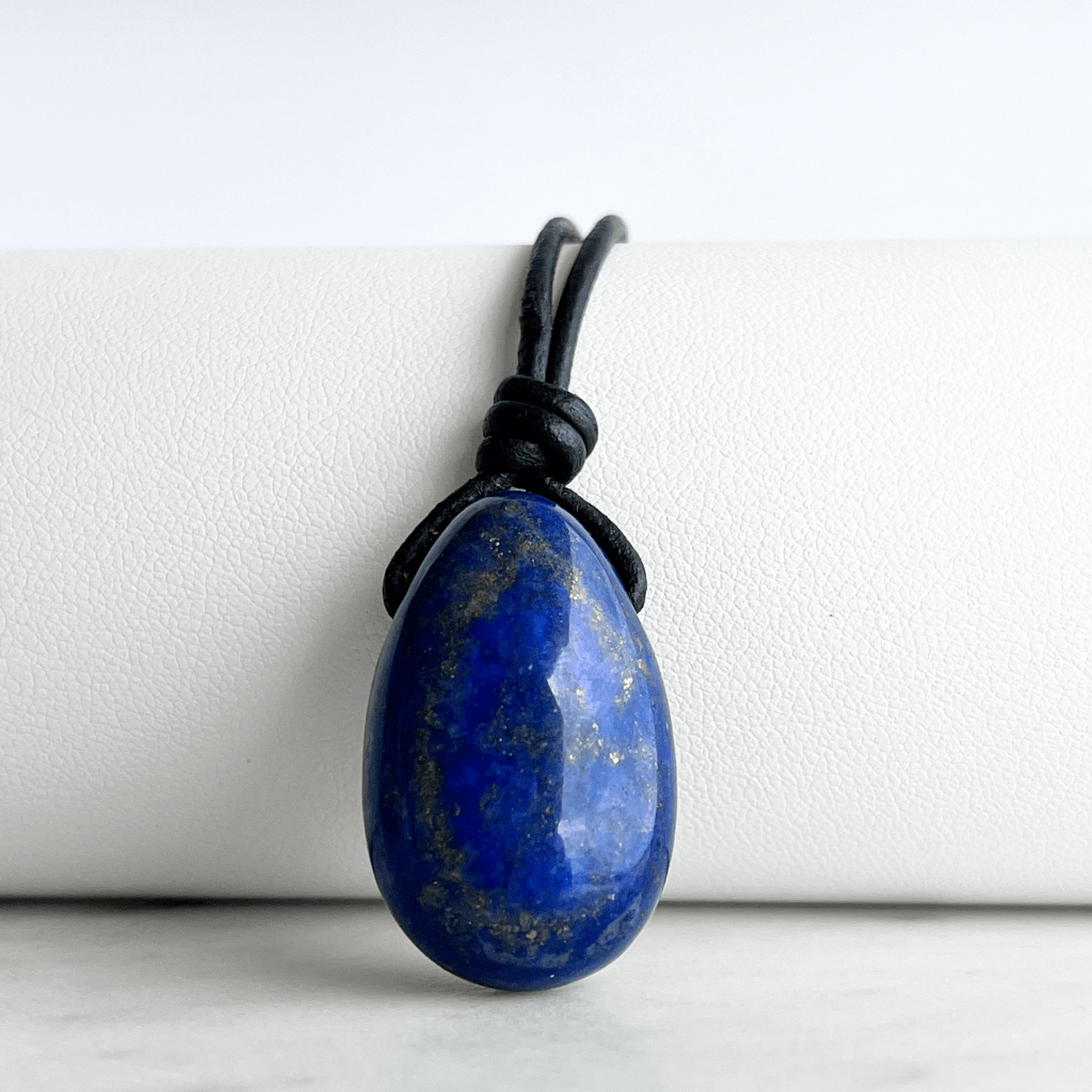 Lapis Lazuli Drop Gemstone Pendant Necklace - Regal beauty by Luck Strings.