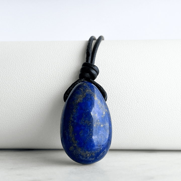 Lapis Lazuli Drop Gemstone Pendant Necklace - Regal beauty by Luck Strings.