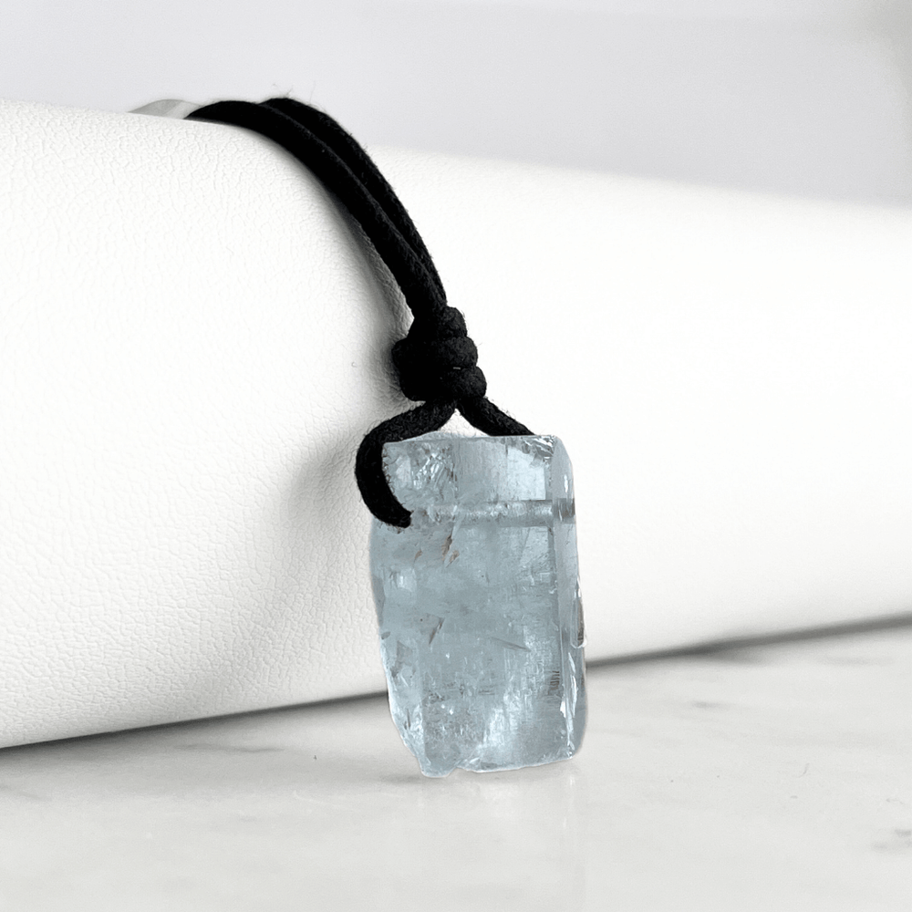 Raw OOAK Aquamarine Gemstone Pendant - Tranquil Waters by Luck Strings.
