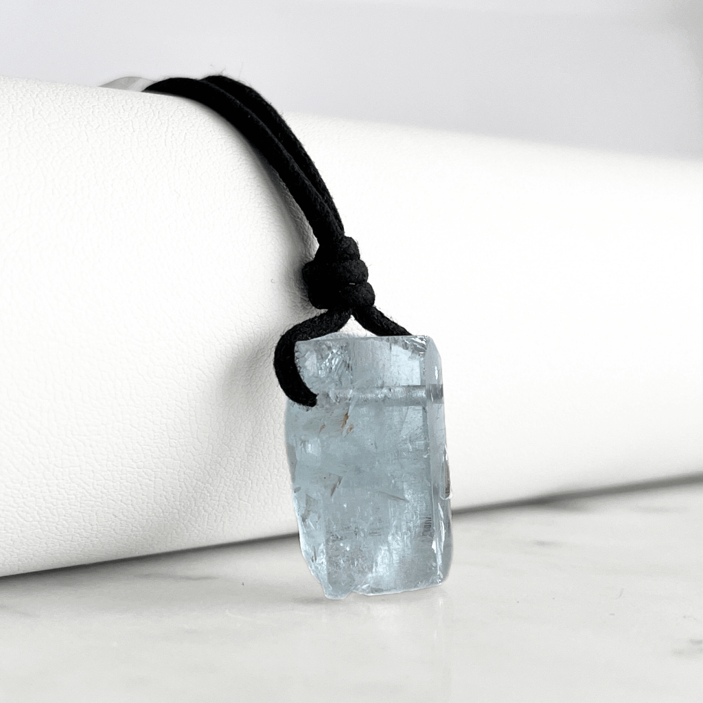 Raw OOAK Aquamarine Gemstone Pendant - Tranquil Waters by Luck Strings.
