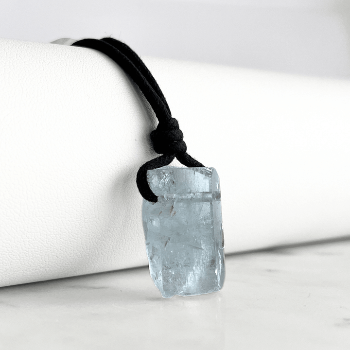 Raw OOAK Aquamarine Gemstone Pendant - Tranquil Waters by Luck Strings.