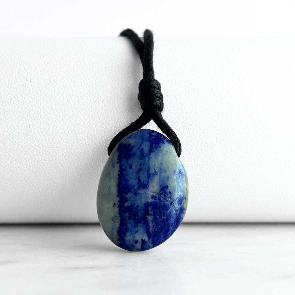 Lapis Lazuli Drop Gemstone Pendant Necklace - Cosmic connection by Luck Strings.
