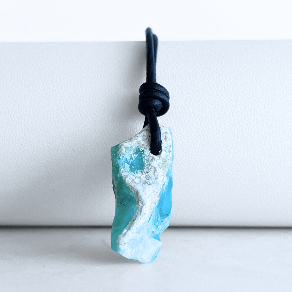 OOAK Raw Andean Opal Gemstone Pendant - Sacred Peaks by Luck Strings.