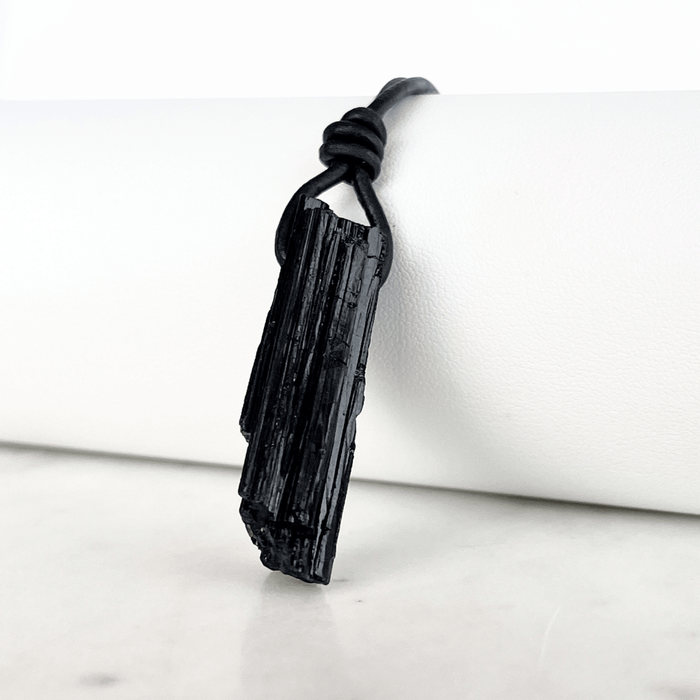 Natural Raw Black Tourmaline Pendant - A grounding and balancing symbol by Luck Strings.