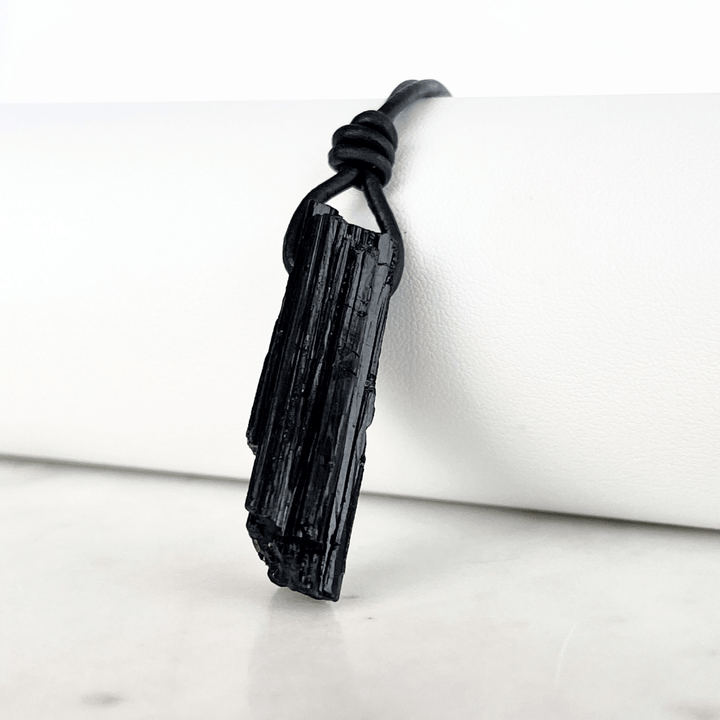 Natural Raw Black Tourmaline Pendant - A grounding and balancing symbol by Luck Strings.