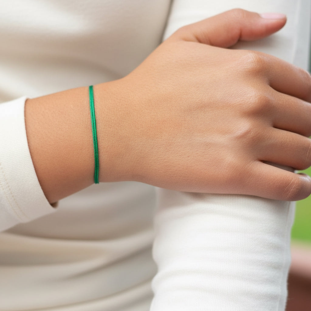 GREEN ADJUSTABLE CORD BRACELET-Luck Strings