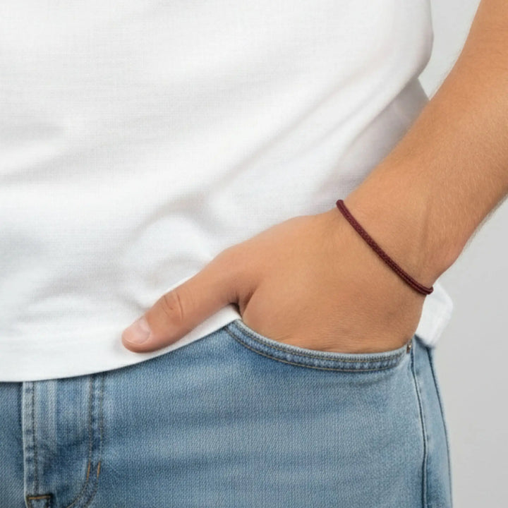 Garnet Red Nylon Cord Bracelet – Adjustable Unisex