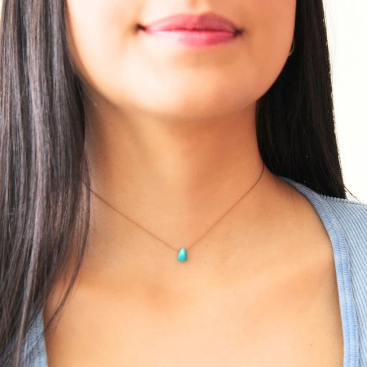 Floating Turquoise Gemstone Necklace on Silk Cord