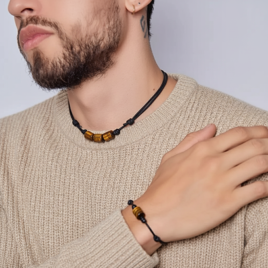 Boho Gemstone Choker Necklace - Adjustable and Stylish