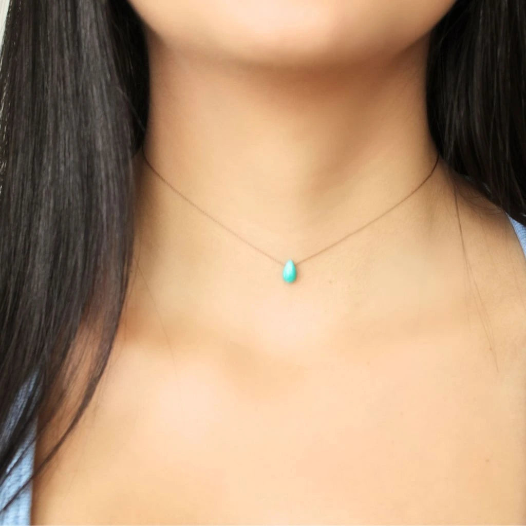 Floating Turquoise Gemstone Necklace on Silk Cord