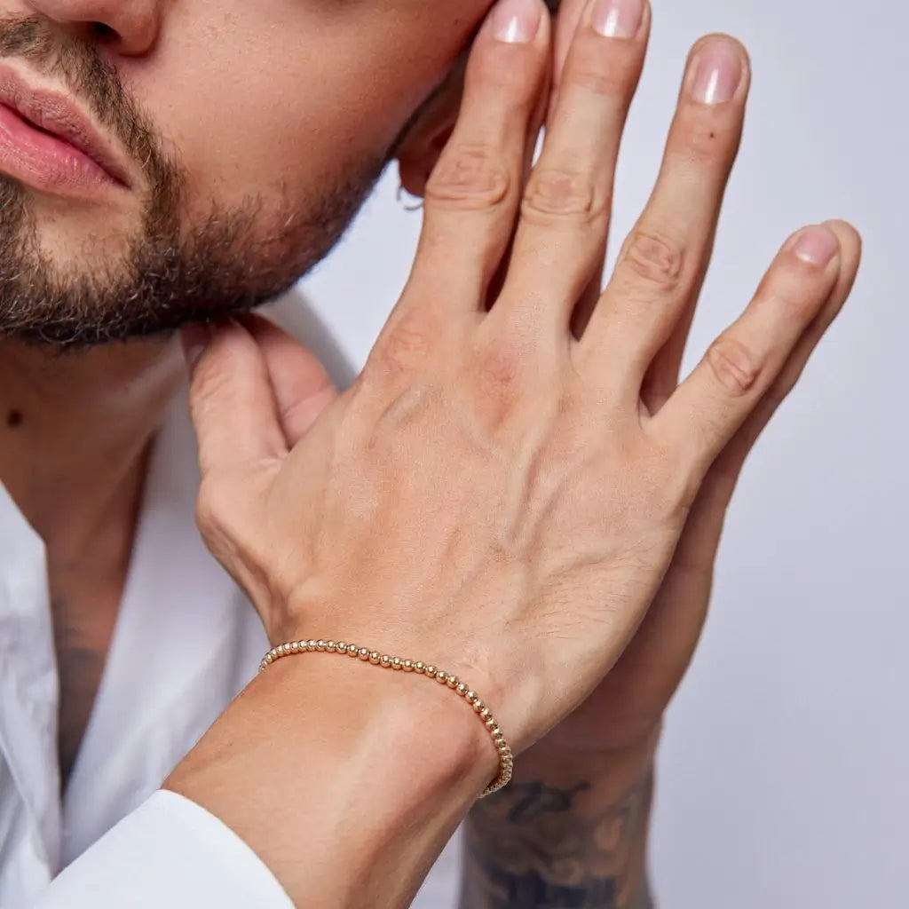 14k Solid Gold Tiny Beaded Bracelet Clasp - Opulent Harmony by Luck Strings.