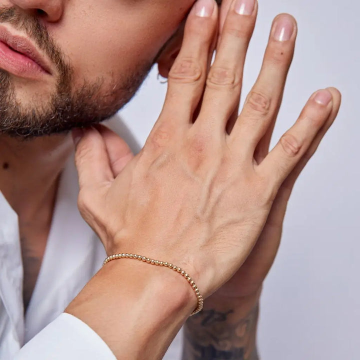 14k Solid Gold Tiny Beaded Bracelet Clasp - Opulent Harmony by Luck Strings.