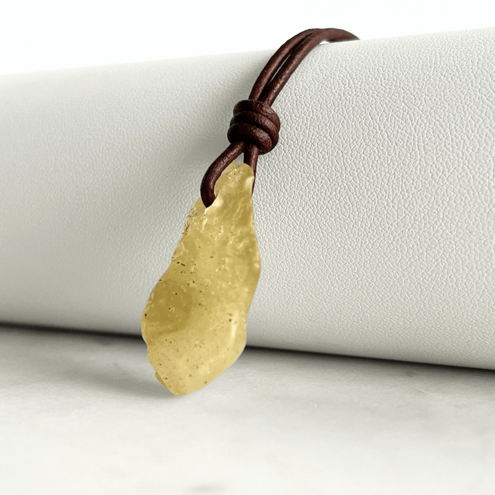 Libyan Desert Glass OOAK Gemstone Pendant - Desert Enchantment by Luck Strings."