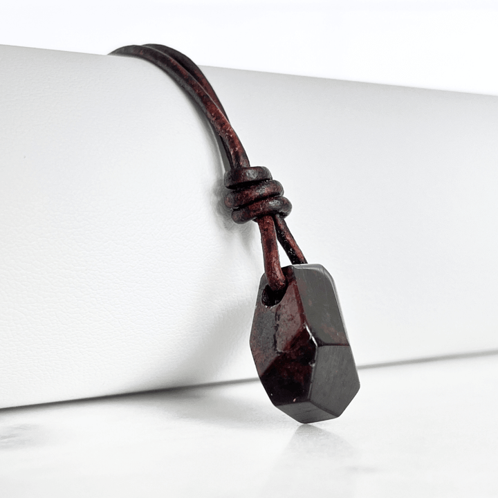 OOAK Garnet Gemstone Pendant Necklace - Fiery Elegance by Luck Strings.