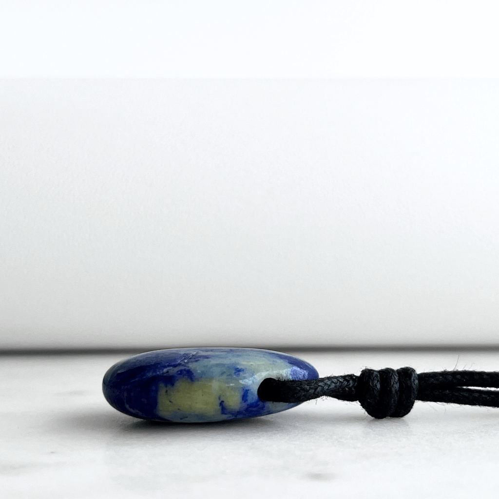 Lapis Lazuli Drop Gemstone Pendant Necklace - Cosmic connection by Luck Strings.