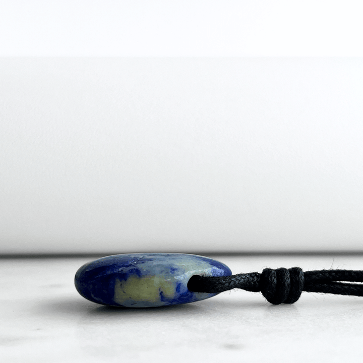 Lapis Lazuli Drop Gemstone Pendant Necklace - Cosmic connection by Luck Strings.