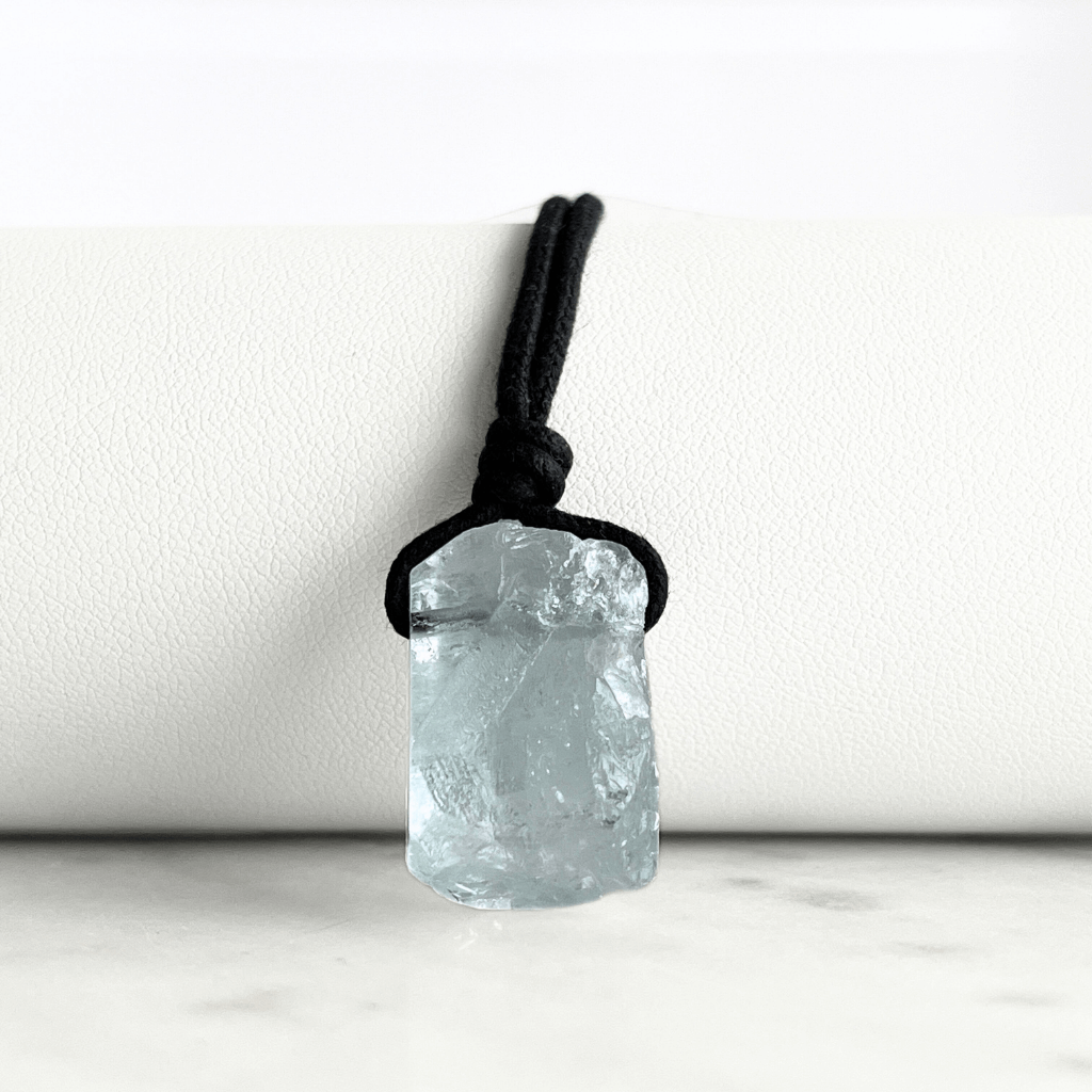 Raw OOAK Aquamarine Gemstone Pendant - Tranquil Waters by Luck Strings.