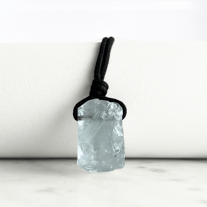 Raw OOAK Aquamarine Gemstone Pendant - Tranquil Waters by Luck Strings.