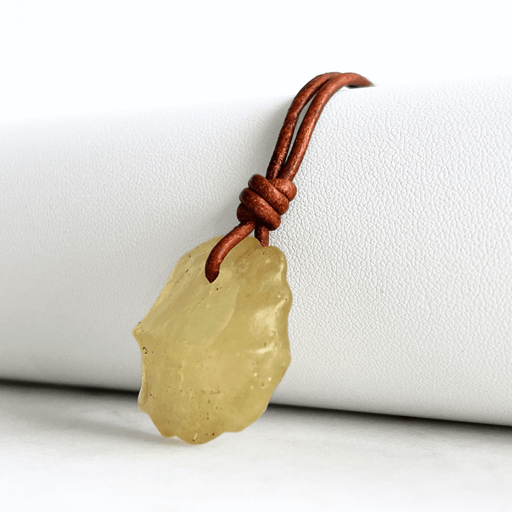 Raw Libyan Desert Glass Pendant - Unique OOAK Piece by Luck Strings.