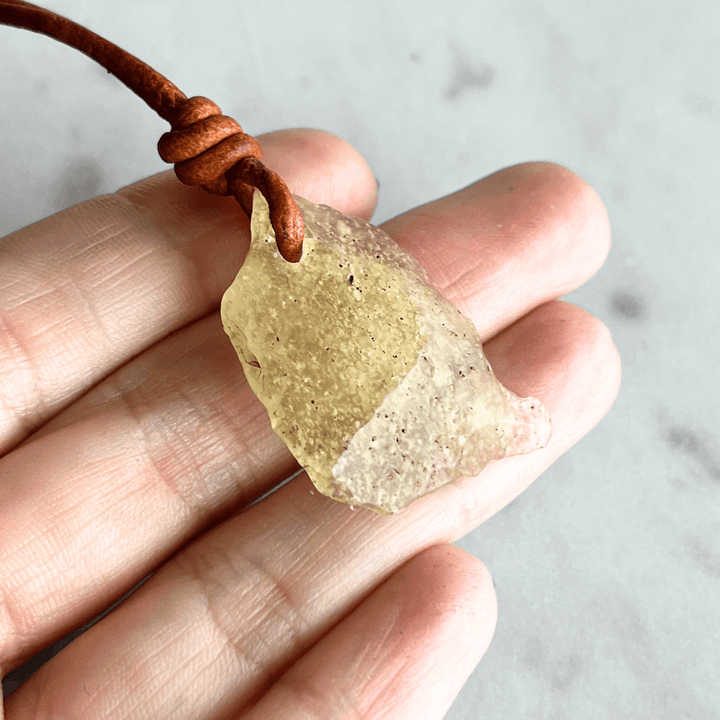 Libyan Desert Glass OOAK Gemstone Pendant - Sahara Serenity by Luck Strings.
