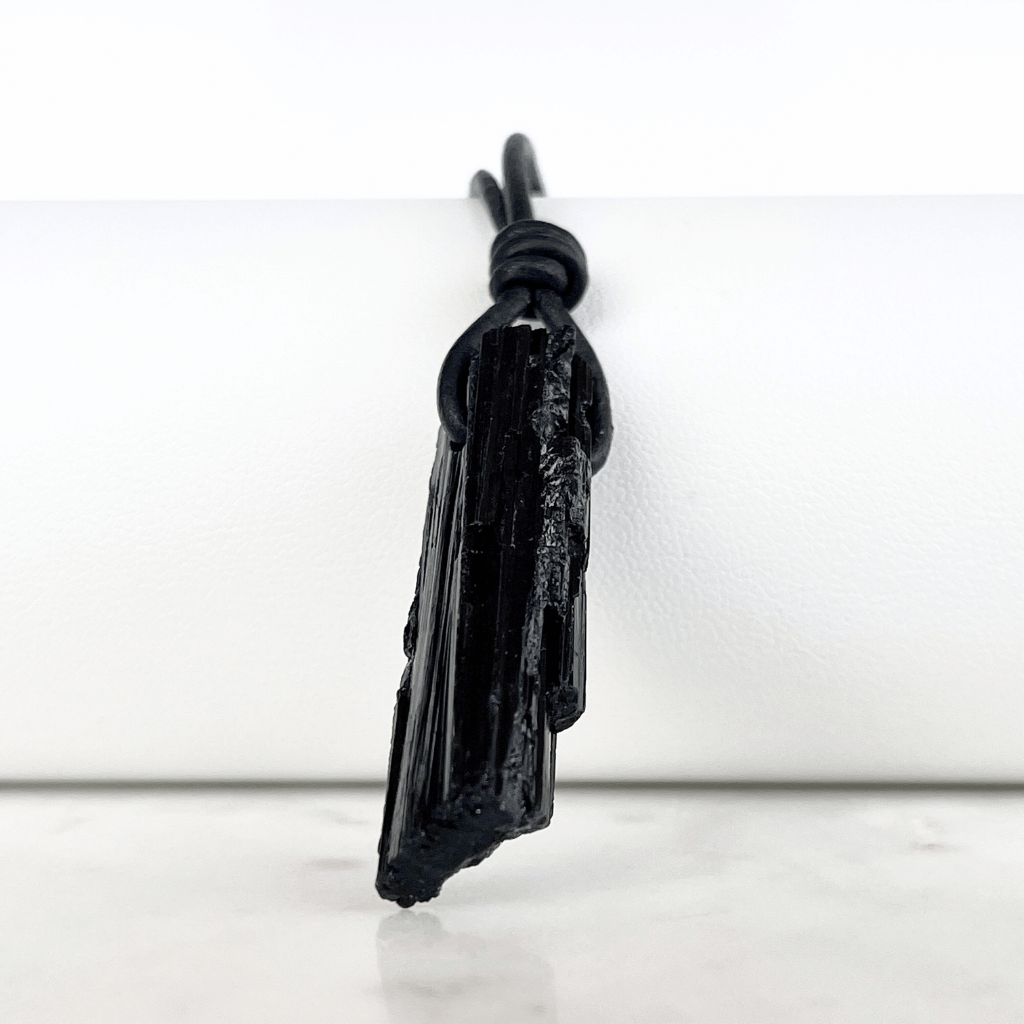 Natural Raw Black Tourmaline Pendant - A grounding and balancing symbol by Luck Strings.
