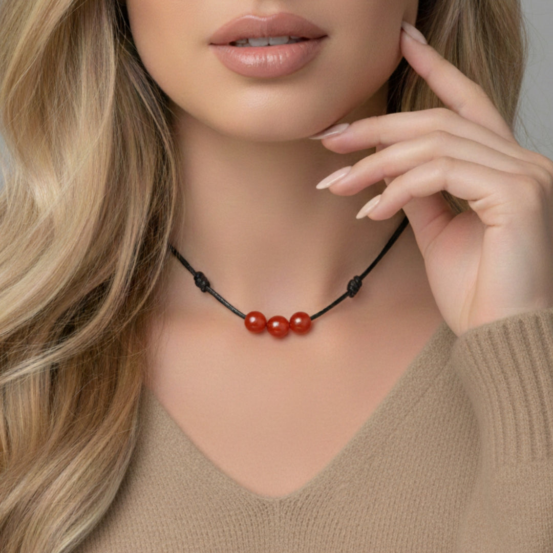 Carnelian Beaded Choker