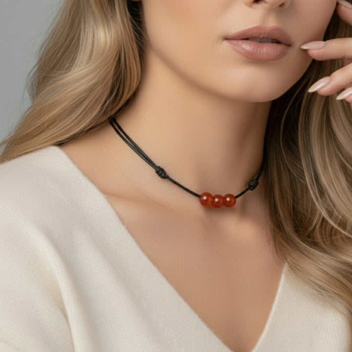 Carnelian Beaded Choker