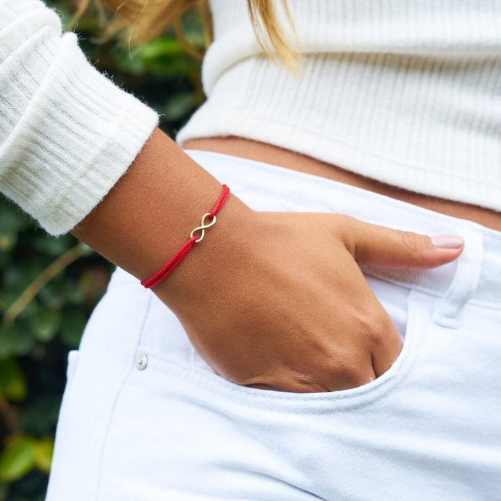 Adjustable 14K Gold Infinity Bracelet on Waterproof Nylon Cord - Unisex Design - Luck Strings