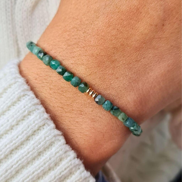 Emerald solid gold bracelet - Luck Strings
