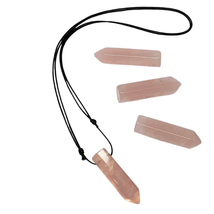 ROSE QUARTZ BULLET POINT NECKLACE-Luck Strings