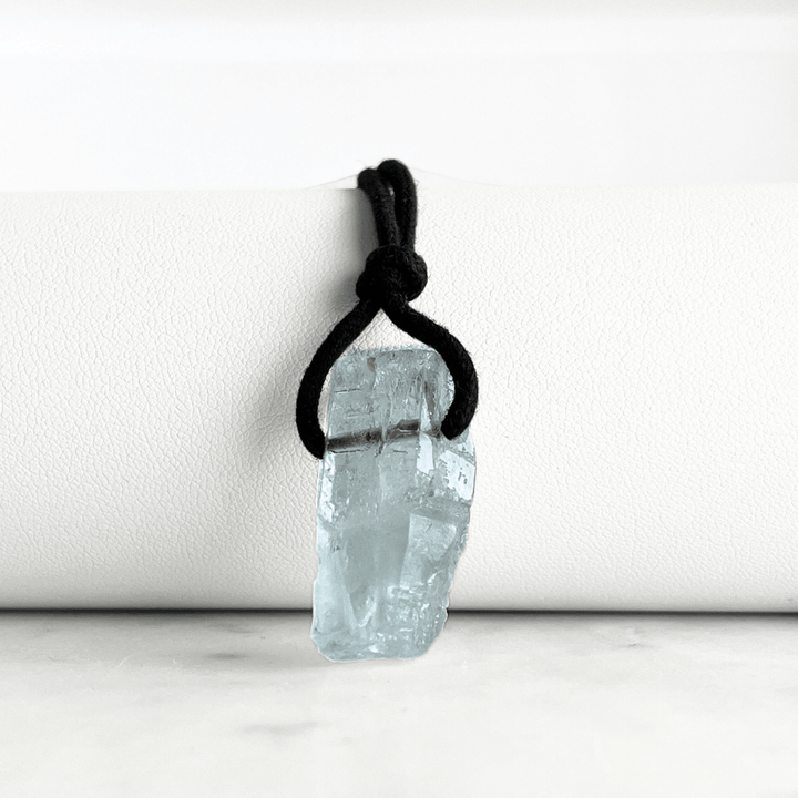 Raw OOAK Aquamarine Gemstone Pendant - Oceanic Clarity by Luck Strings.