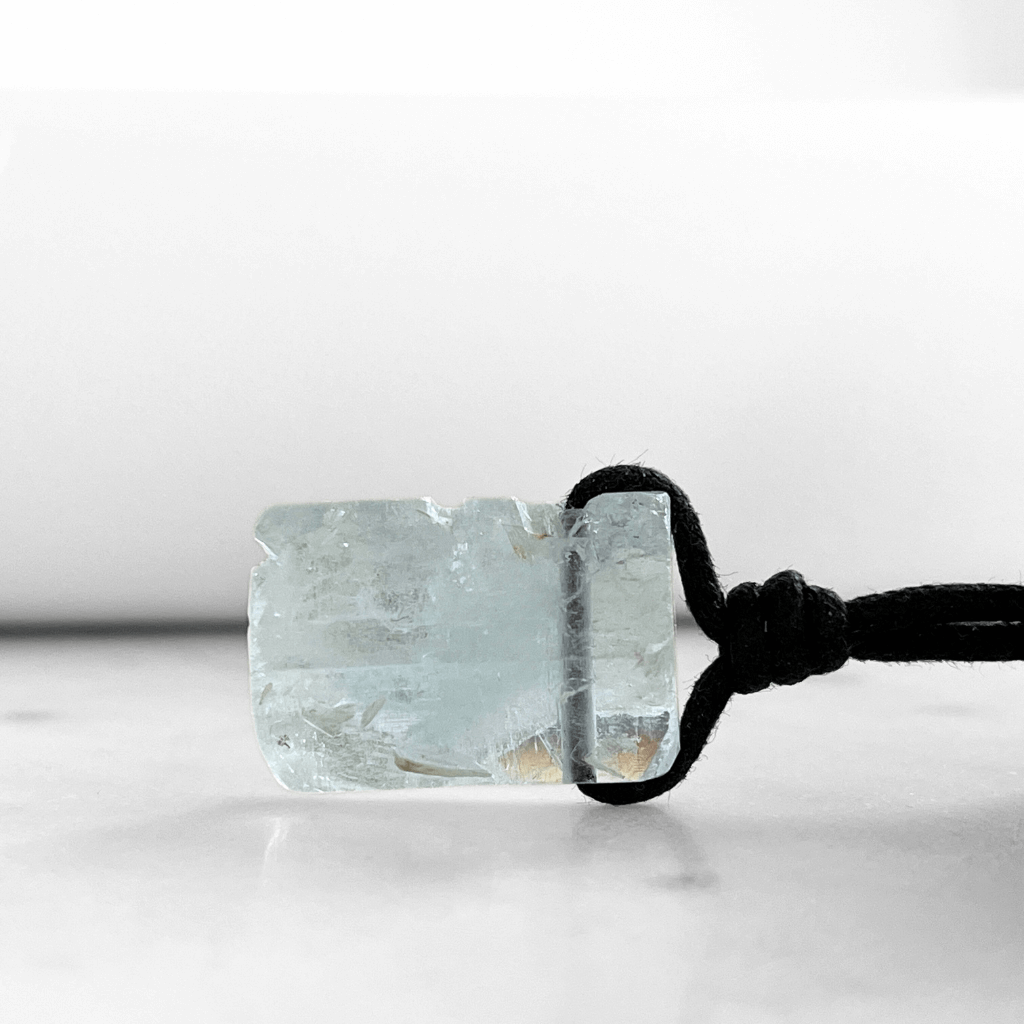 Raw OOAK Aquamarine Gemstone Pendant - Tranquil Waters by Luck Strings.