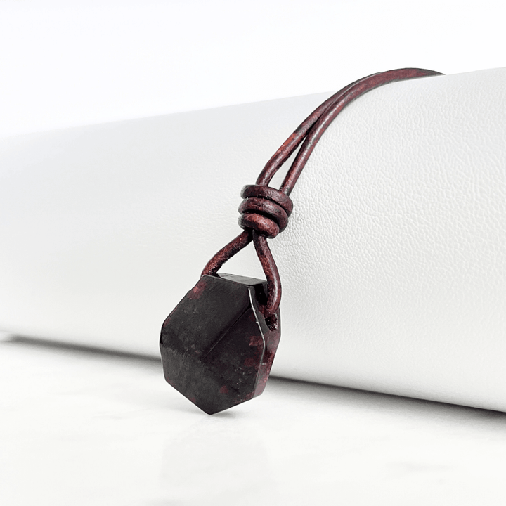 OOAK Garnet Gemstone Pendant Necklace - Fiery Elegance by Luck Strings.