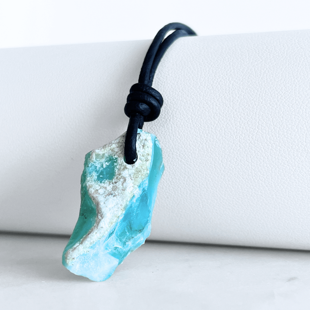 OOAK Raw Andean Opal Gemstone Pendant - Sacred Peaks by Luck Strings.