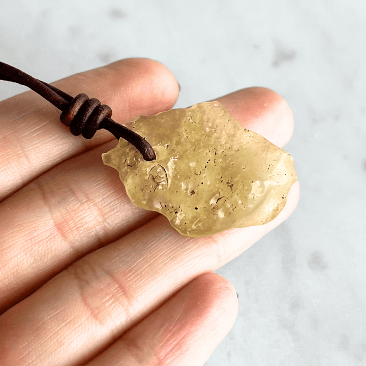 Libyan Desert Glass OOAK Gemstone Pendant - Desert Enchantment by Luck Strings."