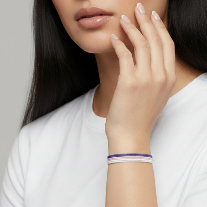 Waxed Trio Bracelet Purple/Pink/White
