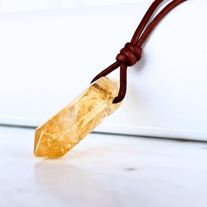 Handcrafted Citrine Point Pendant Necklace - Radiant Natural Beauty