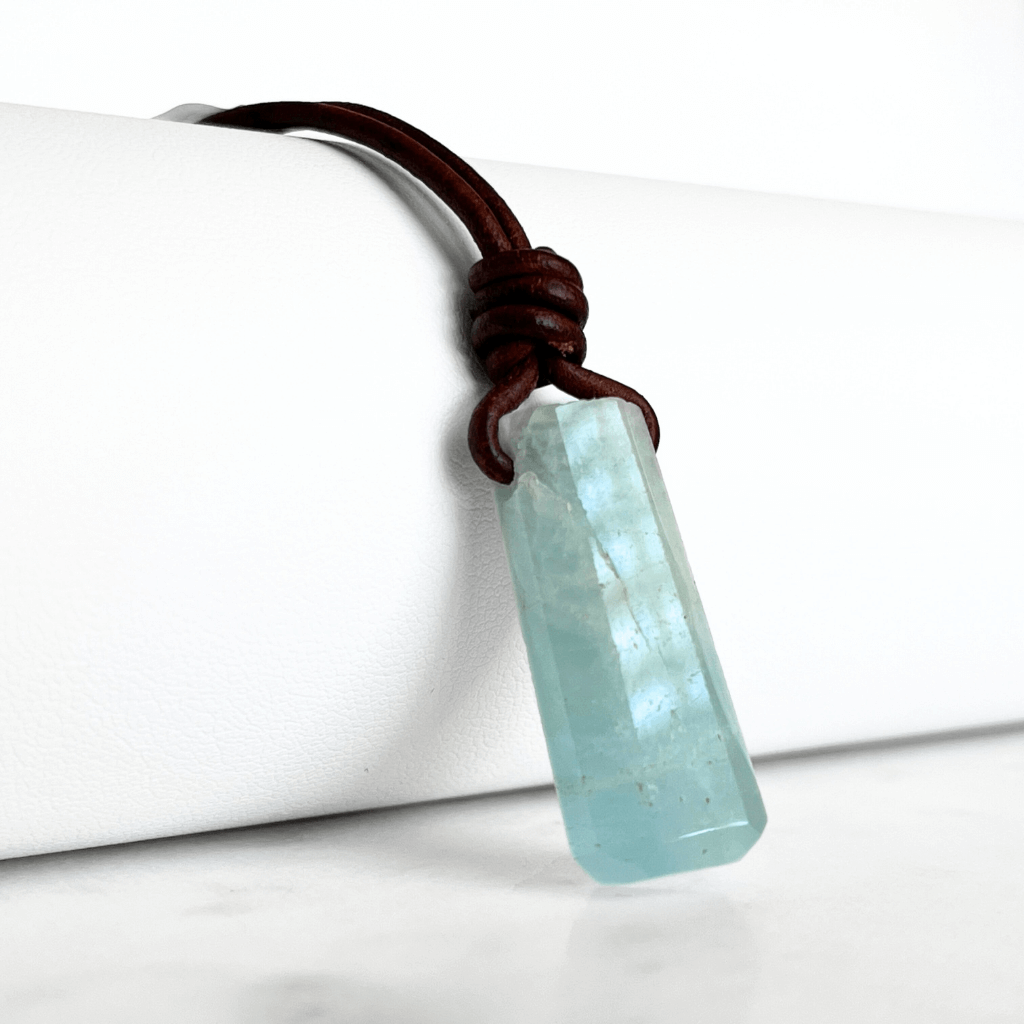 OOAK Aquamarine Gemstone Pendant Necklace - Tranquil Waters by Luck Strings.