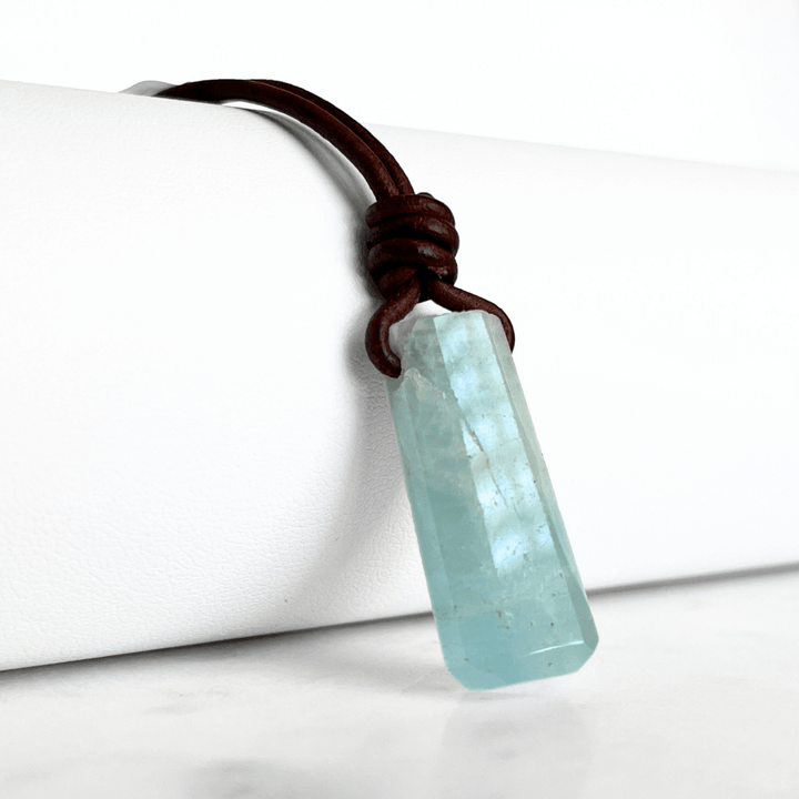 OOAK Aquamarine Gemstone Pendant Necklace - Tranquil Waters by Luck Strings.