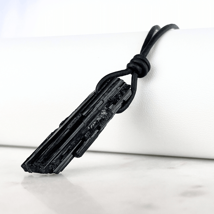 Natural Raw Black Tourmaline Pendant - A grounding and balancing symbol by Luck Strings.