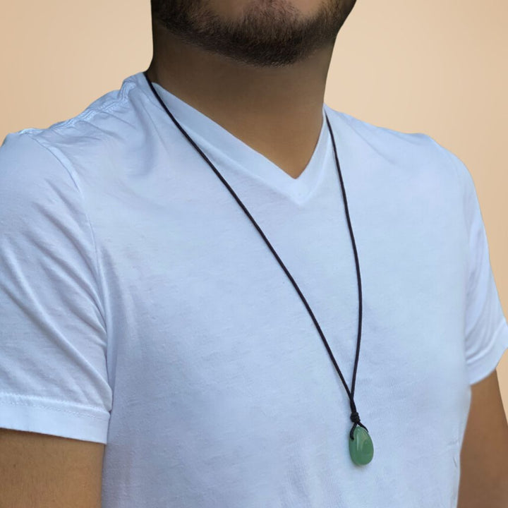 Green Aventurine Pendant Necklace - Adjustable Bohemian Style
