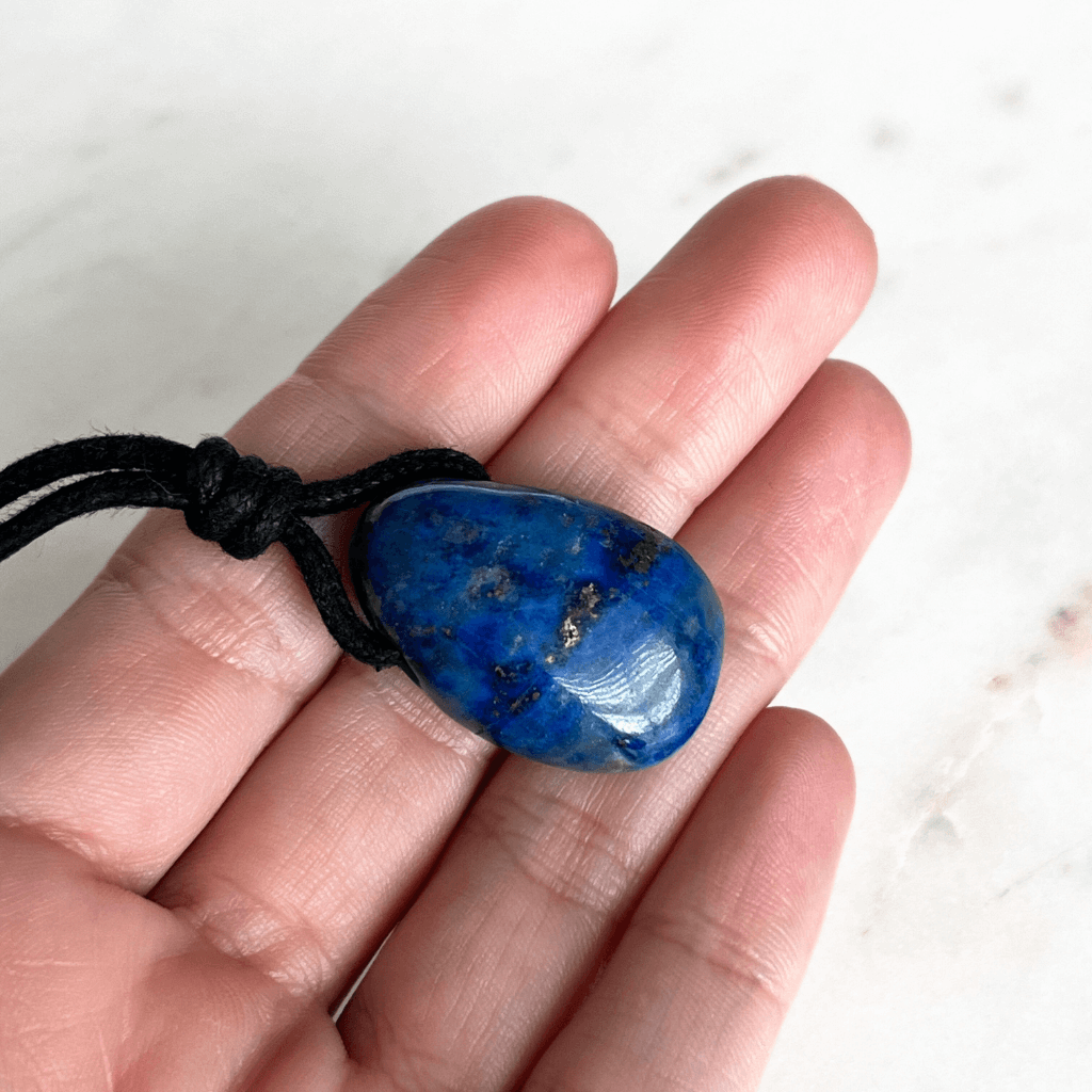 Blue Lapis Lazuli OOAK Gemstone Pendant - Nightfall Elegance by Luck Strings.