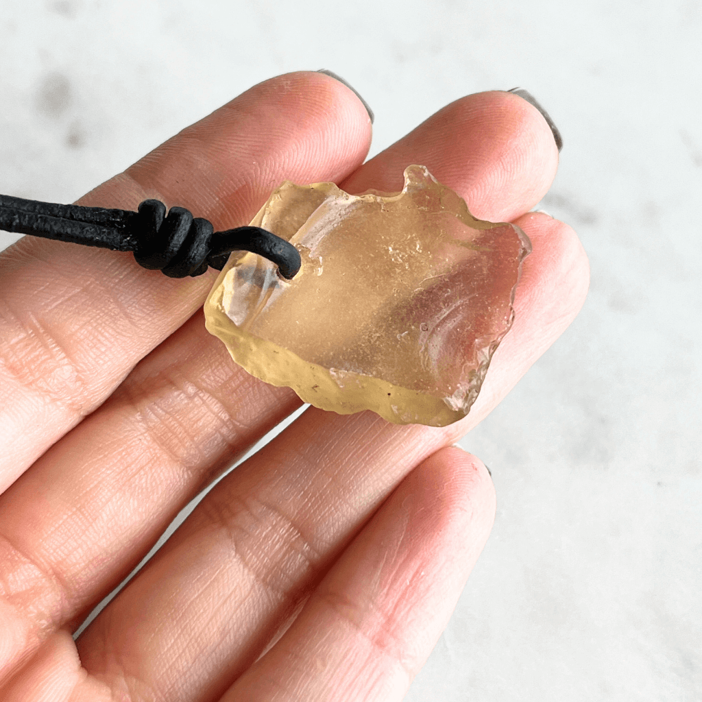 Libyan Desert Glass OOAK Gemstone Pendant - Sahara Mystique by Luck Strings.