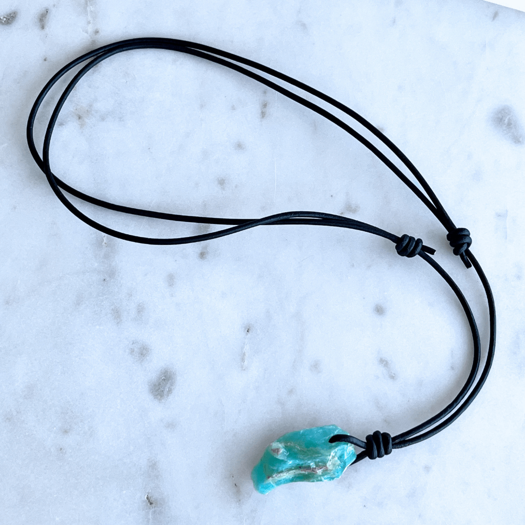 OOAK Raw Andean Opal Gemstone Pendant - Sacred Peaks by Luck Strings.