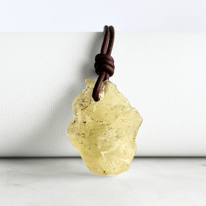 Libyan Desert Glass OOAK Gemstone Pendant - Desert Enchantment by Luck Strings."