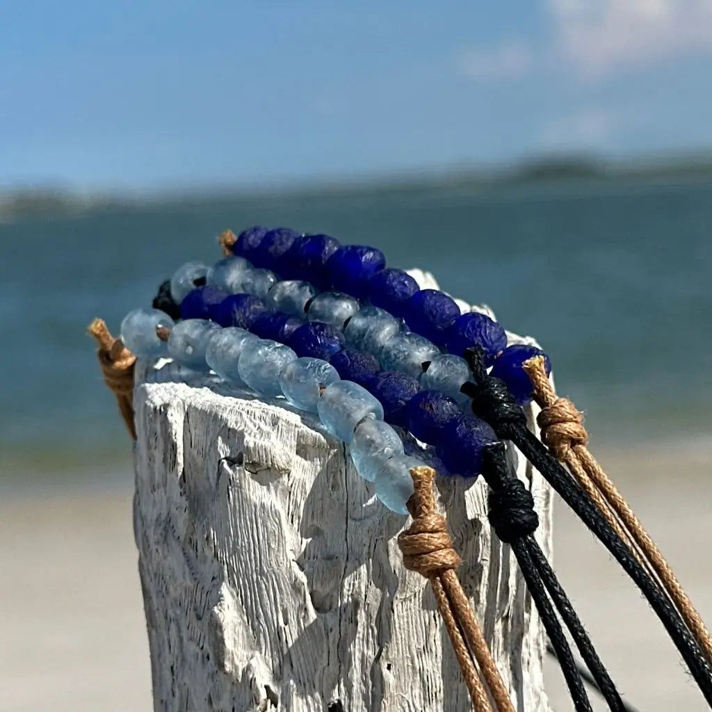 African Recycled Sea Glass Adjustable Choker | Boho Necklace