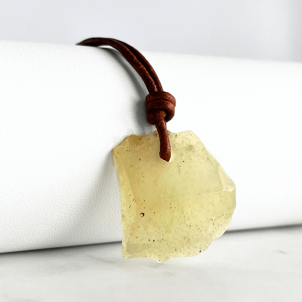 Raw Libyan Desert Glass Pendant - Unique OOAK Piece by Luck Strings.