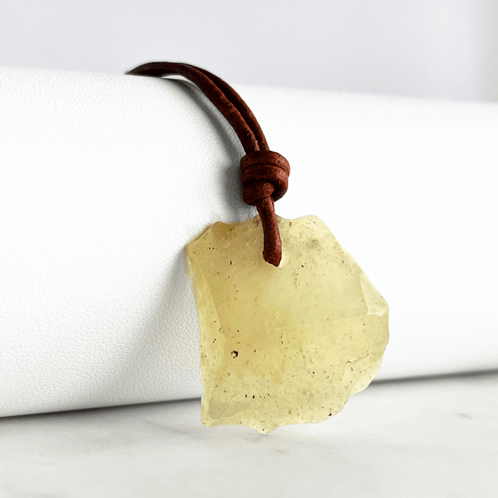 Raw Libyan Desert Glass Pendant - Unique OOAK Piece by Luck Strings.